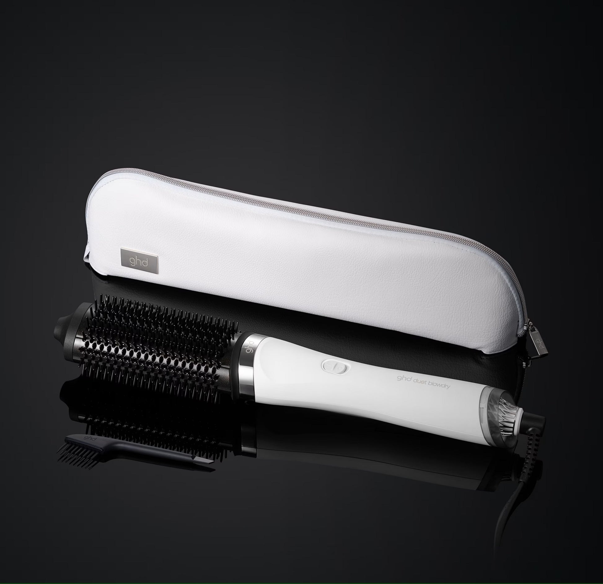new ghd duet blowdry hair dryer brush in white